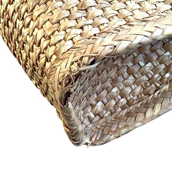 Vintage Large Wicker Satchel Briefcase Tote, Light Tan - Picture 12 of 15